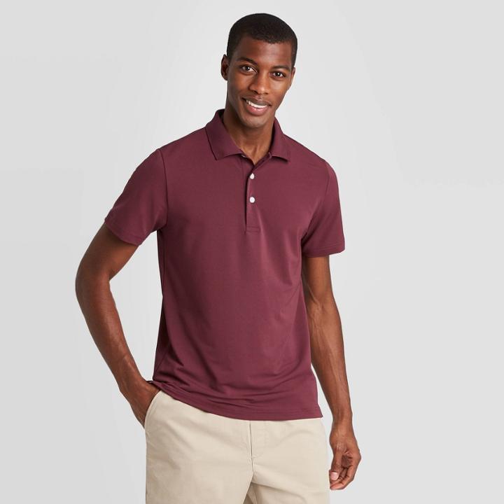 Men's Standard Fit Short Sleeve Polo T-shirt - Goodfellow & Co Red