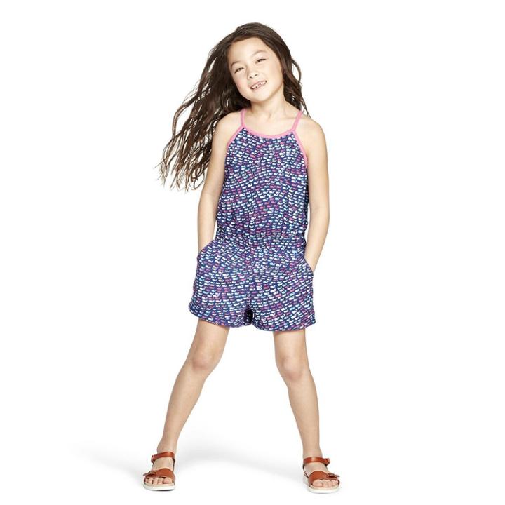 Girls' School Of Whales Sleeveless Scoop Neck Romper - Pink/blue Xs - Vineyard Vines For Target
