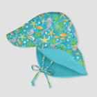 I Play By Green Sprouts Baby Boys' Reversible Flap Hat - Seahorse Light Aqua 0-6m, Infant Boy's, Blue