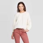 Women's Dressy Long Sleeve Crewneck Popover Top - Universal Thread Cream Xs, Women's, Ivory