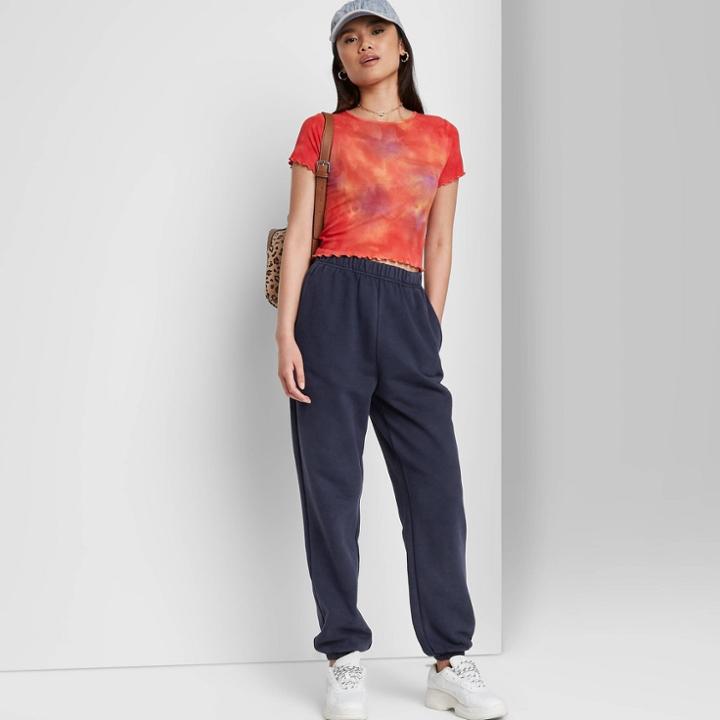 High-rise Vintage Tapered Sweatpants - Wild Fable Navy