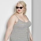 Women's Plus Size Striped Strappy V-neck Cutout Knit Jumpsuit - Wild Fable Gray