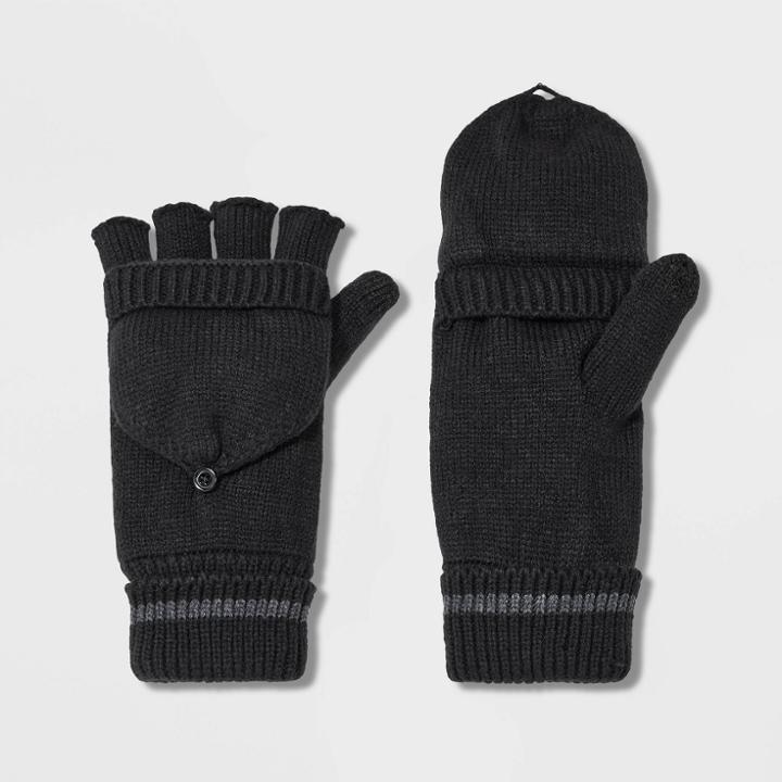 Men's Convertible Mittens With Fleece Lined - Goodfellow & Co Black