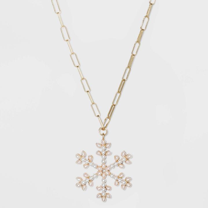 Sugarfix By Baublebar Snowflake Pendant Necklace - Pearl, White