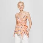 Women's Striped Wrap Tank - A New Day Yellow