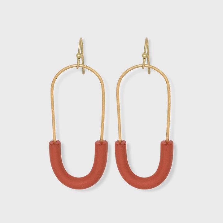 Sprayed U Shaped Tubular Drop Earrings - Universal Thread Rust, Red