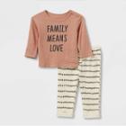 Grayson Collective Baby 2pc 'family Means Love' Graphic Top & Bottom Set - Rust Brown Newborn
