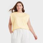 Women's Plus Size Exaggerated Shoulder Tank Top - A New Day Yellow