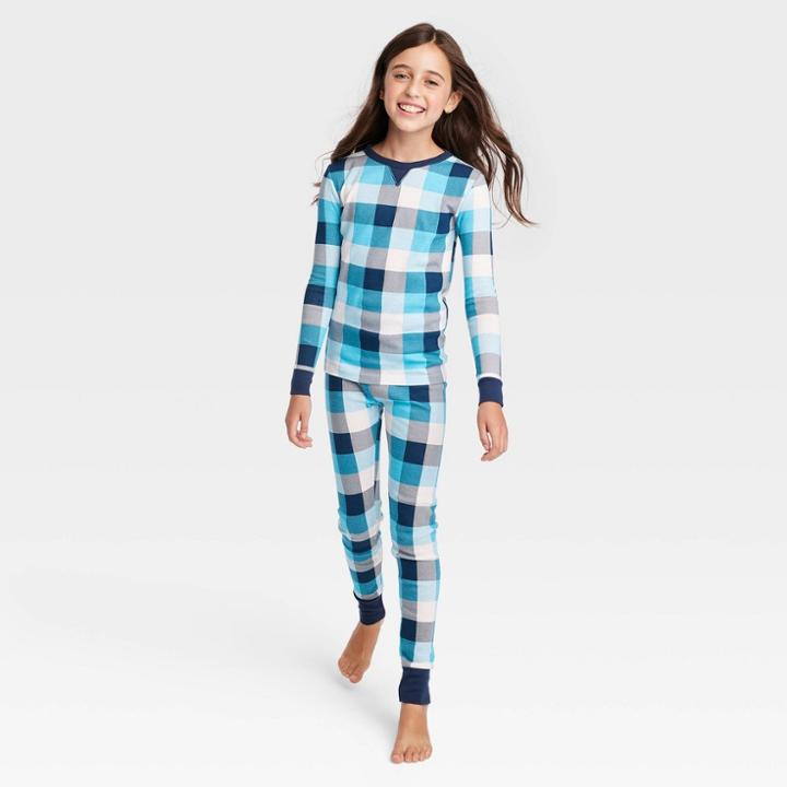 Ev Hanukkah Kids' Hanukkah Buffalo Check Print Matching Family Pajama
