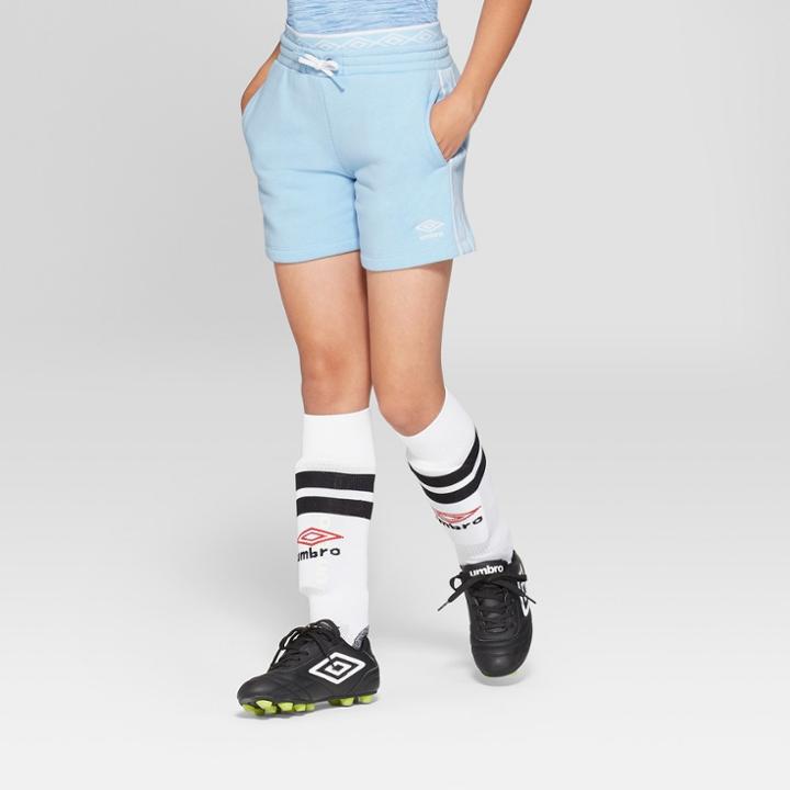 Umbro Girls' Double Diamond Fleece Shorts - Airy Light Blue