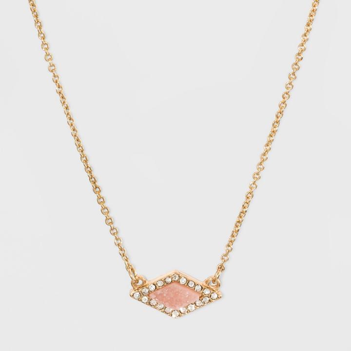 Sugarfix By Baublebar Crystal Trim Pendant Necklace - Blush, Girl's, Pink
