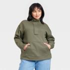 Women's Plus Size Quarter Zip Sweatshirt - A New Day Olive Green