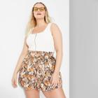 Women's Plus Size Scoop Neck Zip-front Cropped Tank Top - Wild Fable Almond Cream