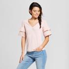 Women's Cinched Front Ruffle Sleeve Top - Almost Famous (juniors') Pink