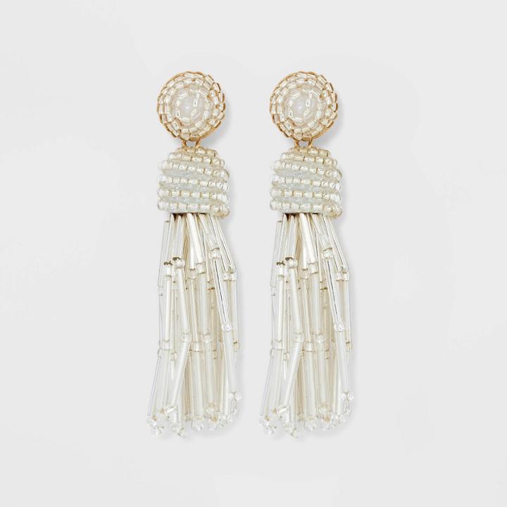 Sugarfix By Baublebar Beaded Tassel Statement Earrings - White