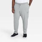 Men's Big & Tall Cotton Tapered Fleece Cargo Joggers - All In Motion Light Gray Heather
