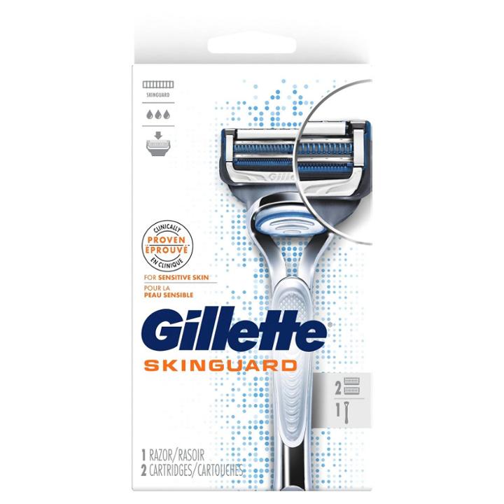 Gillette Skinguard Men's Razor + 2 Razor Blade Refills