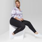 Women's Plus Size Mesh Strappy Ankle Detail Leggings - Wild Fable Black