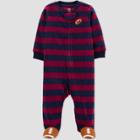 Baby Boys' Football Striped Fleece Footed Pajama - Just One You Made By Carter's Blue/red Newborn