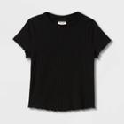 Girls' Short Sleeve Rib T-shirt - Cat & Jack Black