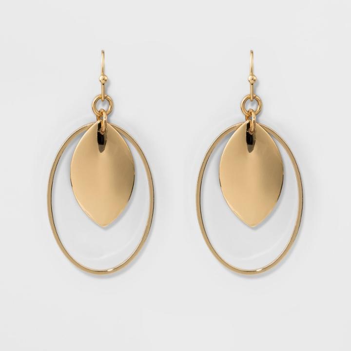 Oval Wire Teardrop Earrings - A New Day Gold