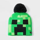 Boys' Minecraft Creeper Beanie, Black/green