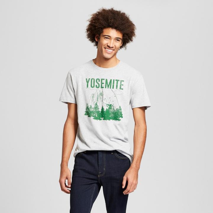 Men's California Yosemite National Park Short Sleeve Crew Neck T-shirt - Awake - Gray