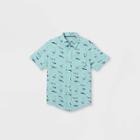 Boys' Shark Button-down Short Sleeve Shirt - Cat & Jack Pale Blue