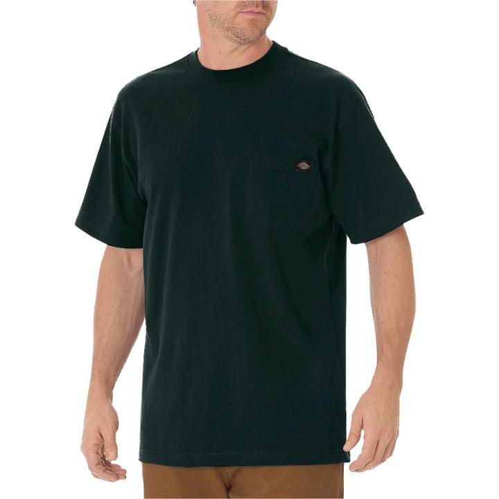 Dickies Men's Big & Tall Cotton Heavyweight Short Sleeve Pocket T-shirt- Hunter Green L