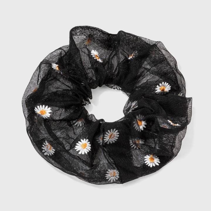 Daisy Pattern Mesh Fabric Covered Jumbo Twister - Wild Fable Black