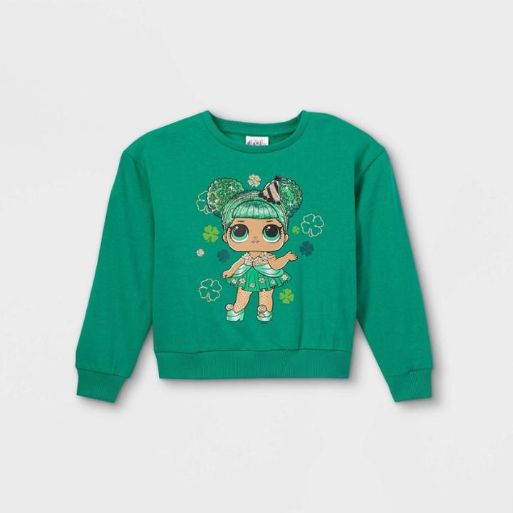Girls' L.o.l. Surprise! Clover Pullover Sweatshirt - Green