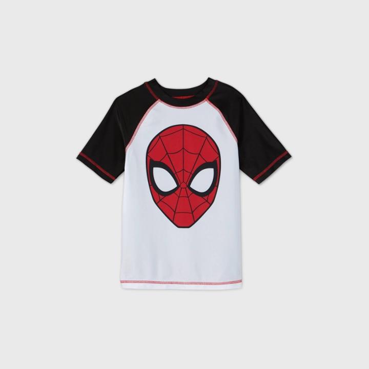 Boys' Spider-man Rash Guard Swim Shirt - White/black