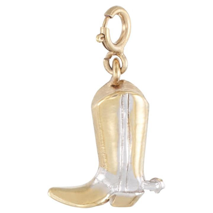 Target 14kt Gold And Silver Bonded Cowboy Boot Charm With Spring Ring-yellow Gold,