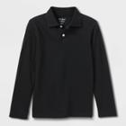 Plusboys' Long Sleeve Interlock Uniform Polo Shirt - Cat & Jack Black
