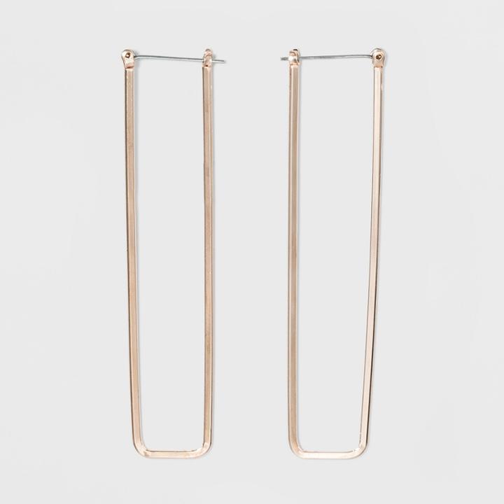 Rectangular Metal Hoop Earrings - A New Day Rose Gold