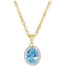 Target 1.60 Carat Tw Oval-cut Blue Topaz And Diamond Accent Pendant Gold Plated (ij-i2-i3) (december)