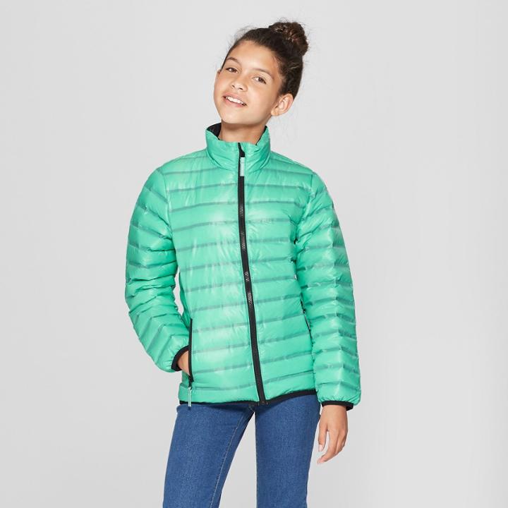 Girls' Down Puffer Jacket - Cat & Jack Aqua