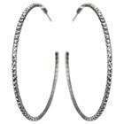 Zirconmania Women's Zirconite 50mm Round Crystal Hoop Earrings - Clear