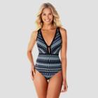 Women's Slimming Control Cut Out One Piece Swimsuit - Dreamsuit By Miracle Brands Black/blue