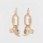 Semi-precious Labradorite With Moon Charm And Carabiner Drop Earrings - Universal Thread Worn Gold