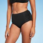 Kona Sol Women's Paneled Shirred High Waist Medium Coverage Bikini Bottom - Kona