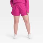 Women's Plus Size Mid-rise Fleece Shorts - All In Motion Cranberry