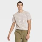 Men's Striped Standard Fit Short Sleeve Crewneck T-shirt - Goodfellow & Co Cream/stripe