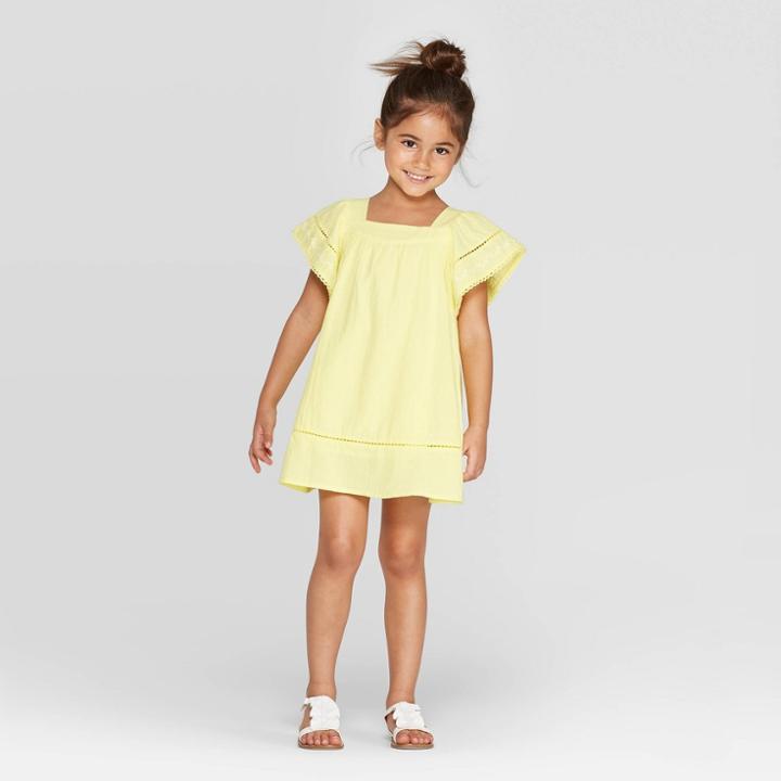 Target Toddler Girls' Embroidered Shift A-line Dress - Art Class Yellow