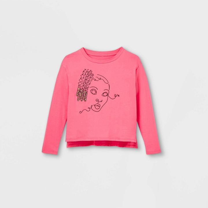 Well Worn Black History Month Kids' Silhouette Long Sleeve T-shirt - Pink