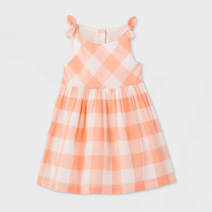 Oshkosh B'gosh Toddler Girls' Tank Top Gingham Dress - Peach
