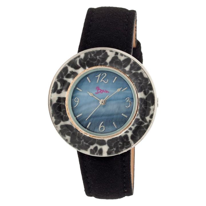 Women's Boum Bouquet Watch With Mother-of-pearl Dial And Unique Patterned Bezel-black/black