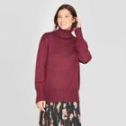 Women's Dolman Sleeve Turtleneck Tunic Sweater - A New Day Burgundy