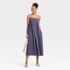 Women's Spaghetti Strap Smocked Dress - A New Day Navy Blue