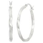 Tiara Sterling Silver Wide High Polish Twisted Hoop Earrings, Women's, White